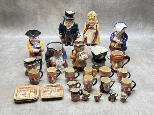 Collection of ceramic character and Toby jugs