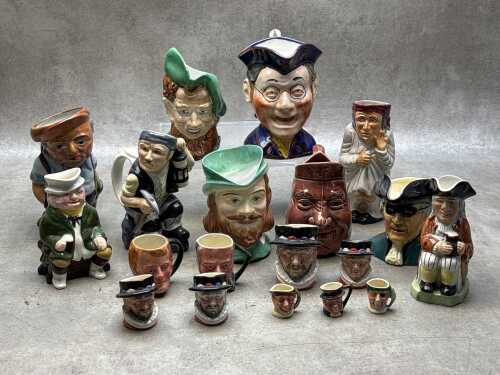 Collection of ceramic character and Toby jugs