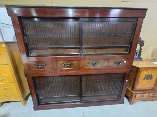 Two-piece Japanese Mizuya Tansu kitchen cabinet