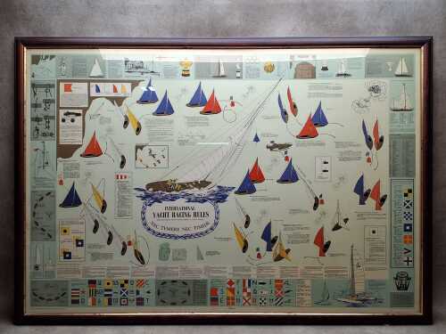 Framed 'International Yacht Racing Rules' print on paper