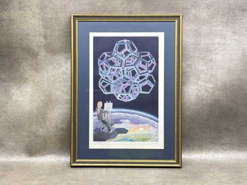 Artist unknown, artist deciphering polyhedron, 1993, E/A V/VI. Lithographic print on paper
