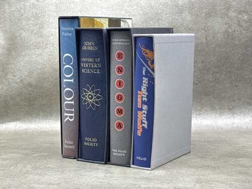 Four Folio Society hardcover books with slip cases