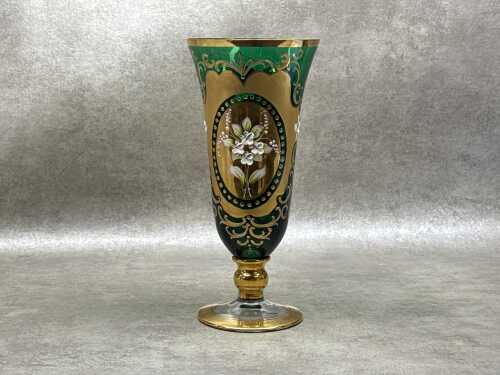 Italian gilt green glass vase