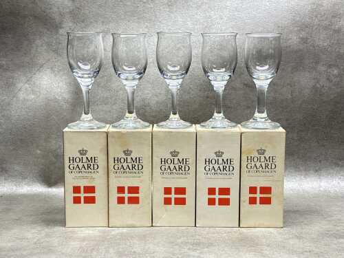 Five vintage Holmegaard stemmed glasses