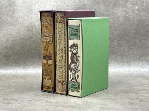 Three Folio Society hardcover books with slip cases