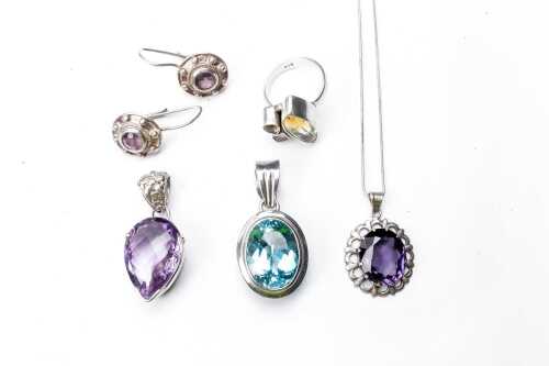A collection of gemstone jewellery in sterling silver