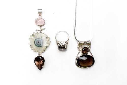 A collection of gemstone jewellery in sterling silver
