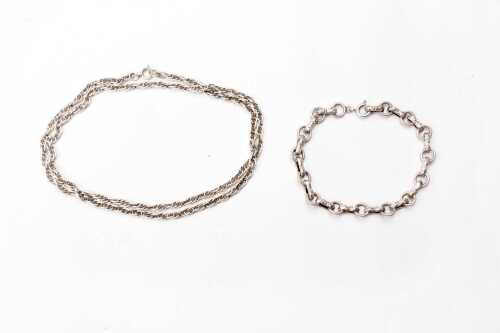 A necklace and bracelet in silver
