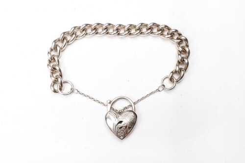 A padlock bracelet in sterling silver.