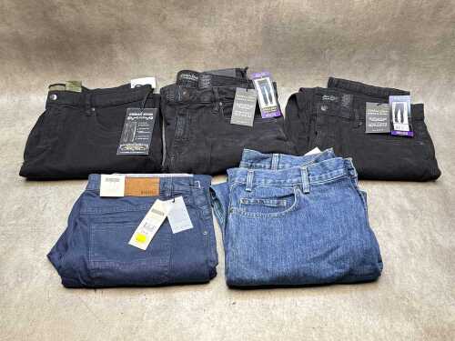 Five pairs of men's jeans, size 40. New with tags