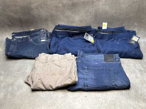 Five pairs of men's pants, size 48 and 50. New with tags