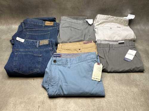 Seven pairs of men's pants, size 42. New most with tags