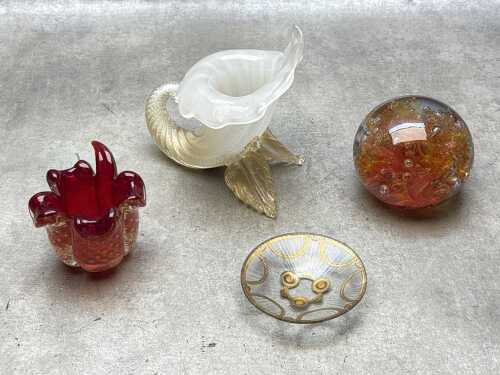 Four art glass pieces