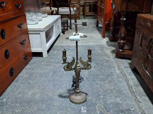 Bretnall neoclassical style brass table lamp with cast swan design