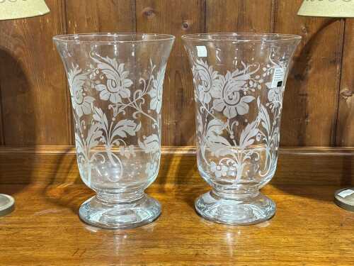 Pair of Villeroy & Boch hurricane glass vases