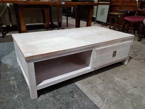 White wash timber coffee table
