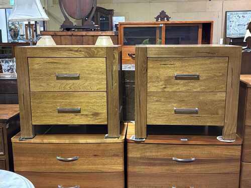 Pair of modern timber bedsides