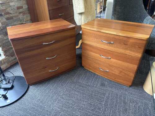 Pair of contemporary three-drawer bedside cabinets