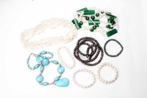 A collection of freshwater pearls and beads