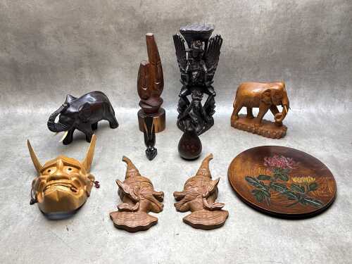 Carved Asian timber items