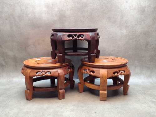 Three Chinese timber vase stands
