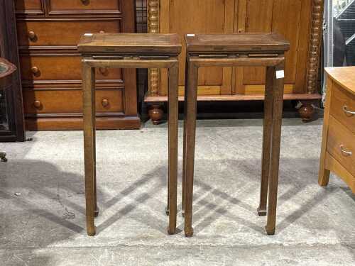 Pair of Chinese elm timber plant stands