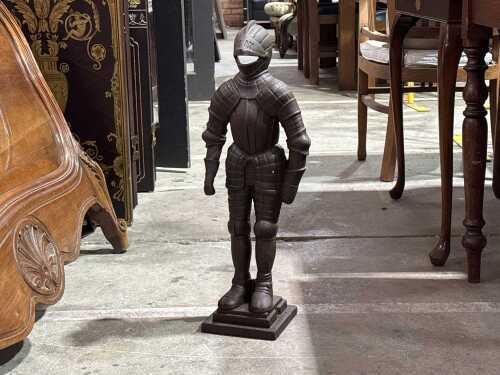 Metal decorative knight fireplace tool holder