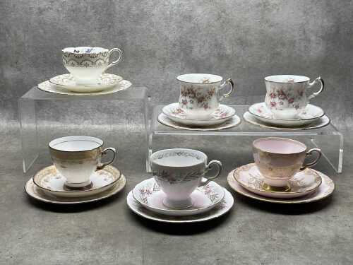 Six English porcelain trios
