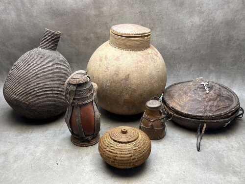 Collection of traditional ethnic storage vessels