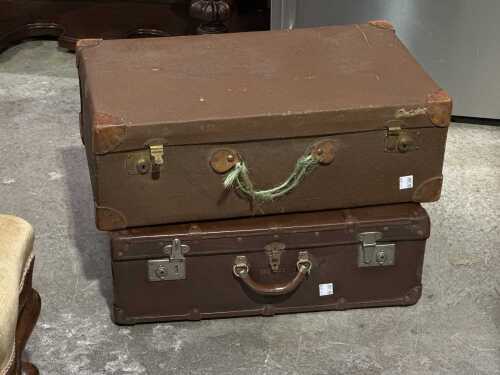 Two vintage suitcases in brown