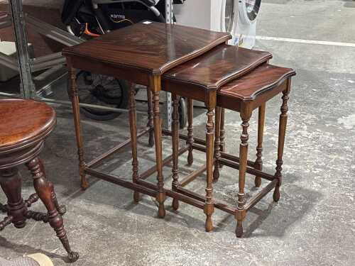 Set of three timber nesting tables