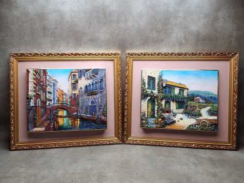 Two wall mounted 3D paintings