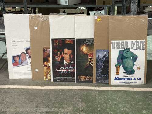 12 movie posters of various sizes