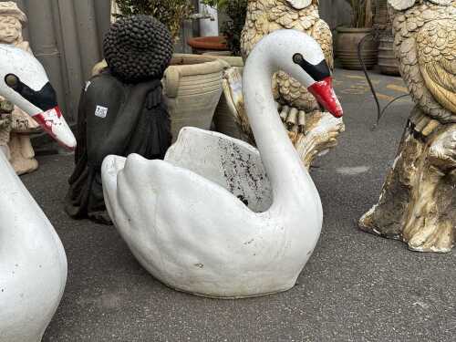 Mid-century concrete swan figure planter