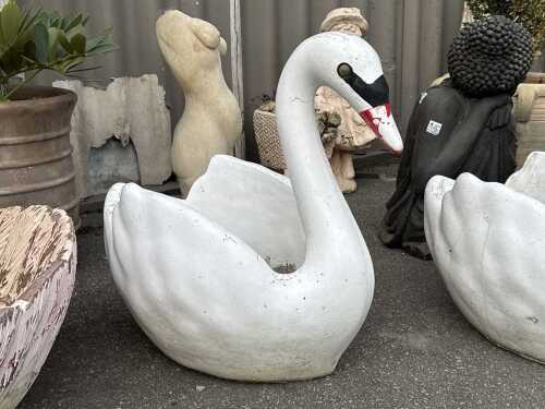 Mid-century concrete swan figure planter
