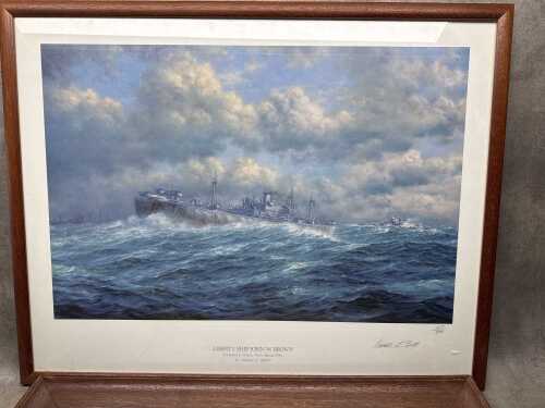 Four framed maritime prints on paper