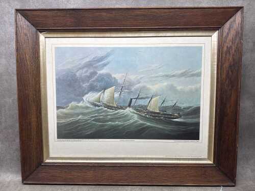 Four framed maritime prints on paper