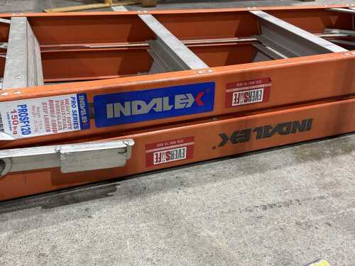 Indalex heavy duty industrial fiberglass double-sided step ladder