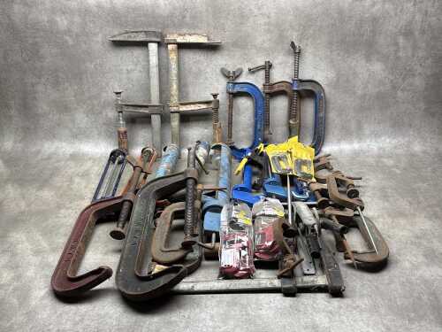 Group of assorted clamps