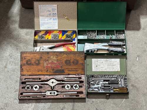Assorted tool sets in red trunk