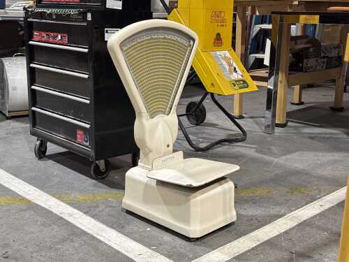 Dayton vintage white enamel shop scales