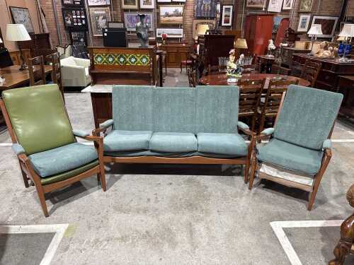 Three piece Mid-century timber lounge suite