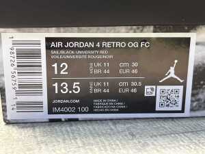 Nike Air Jordan 4 Retro OG FC size US 12 Men's - 5