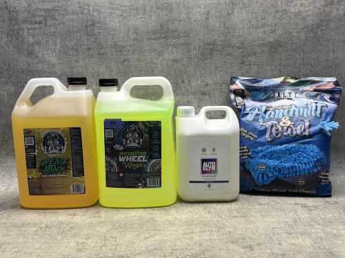 Group of car washing products