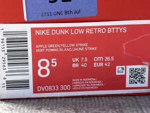 Nike Dunk Low Retro BTTYS size US 8.5 Men's - 5