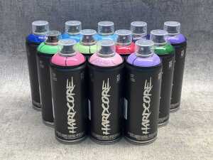 12 cans of Hardcore spray paint