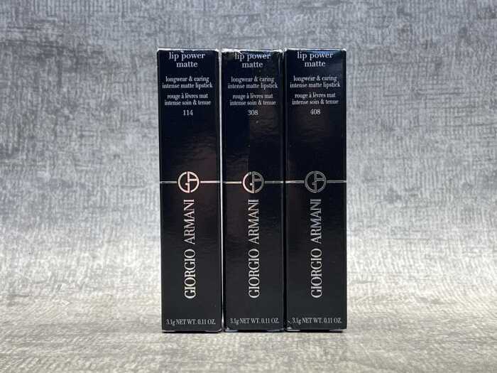 Three Giorgio Armani Lip Power Matte lipsticks
