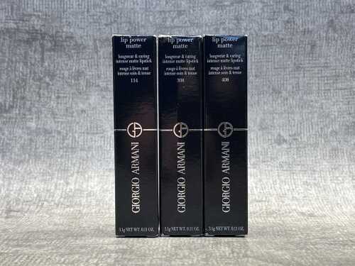 Three Giorgio Armani Lip Power Matte lipsticks