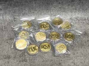 Group of Bitcoin memorabilia coins