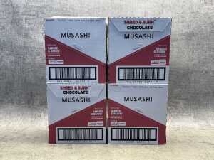 Four boxes Musashi Shred & Burn protein shake